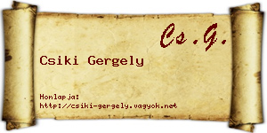 Csiki Gergely névjegykártya
